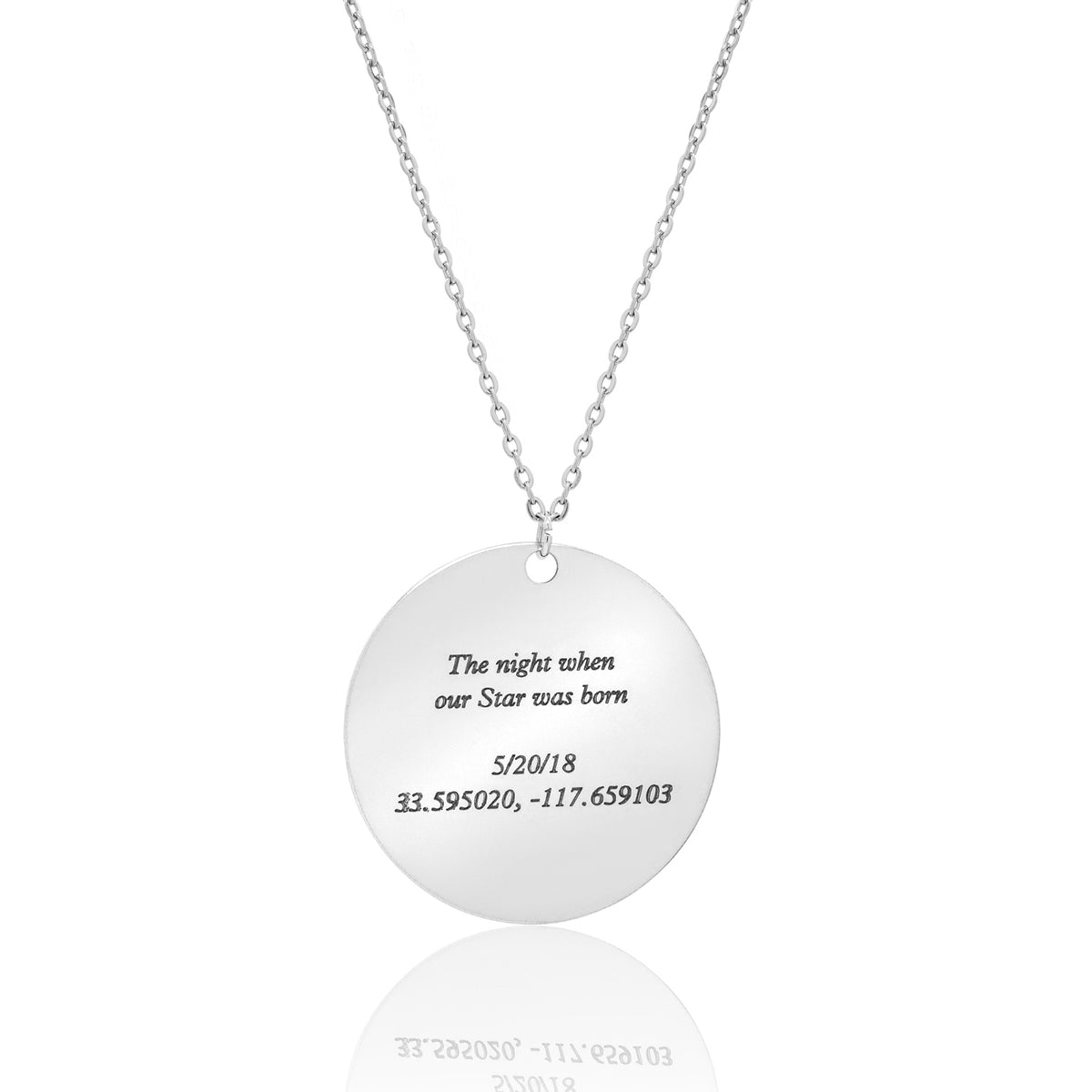 Custom Star Map Sterling Silver Necklace Large Size StarMapJewelry