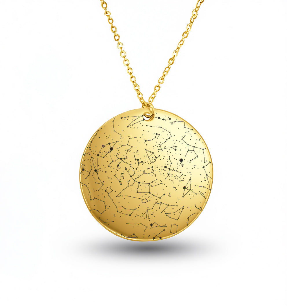 Custom Star Map Gold Filled Necklace Large Size