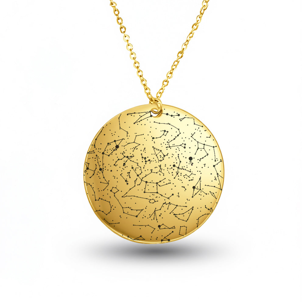 Custom Star Map Gold Filled Necklace Large Size