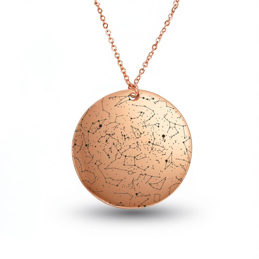 Custom Star Map Rose Gold Filled Necklace Large Size