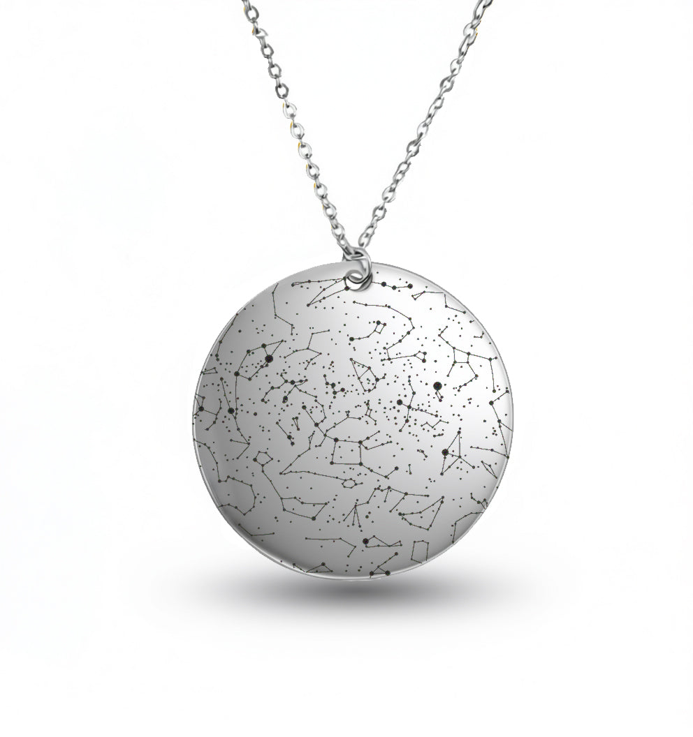 Custom Star Map Sterling Silver Necklace Large Size