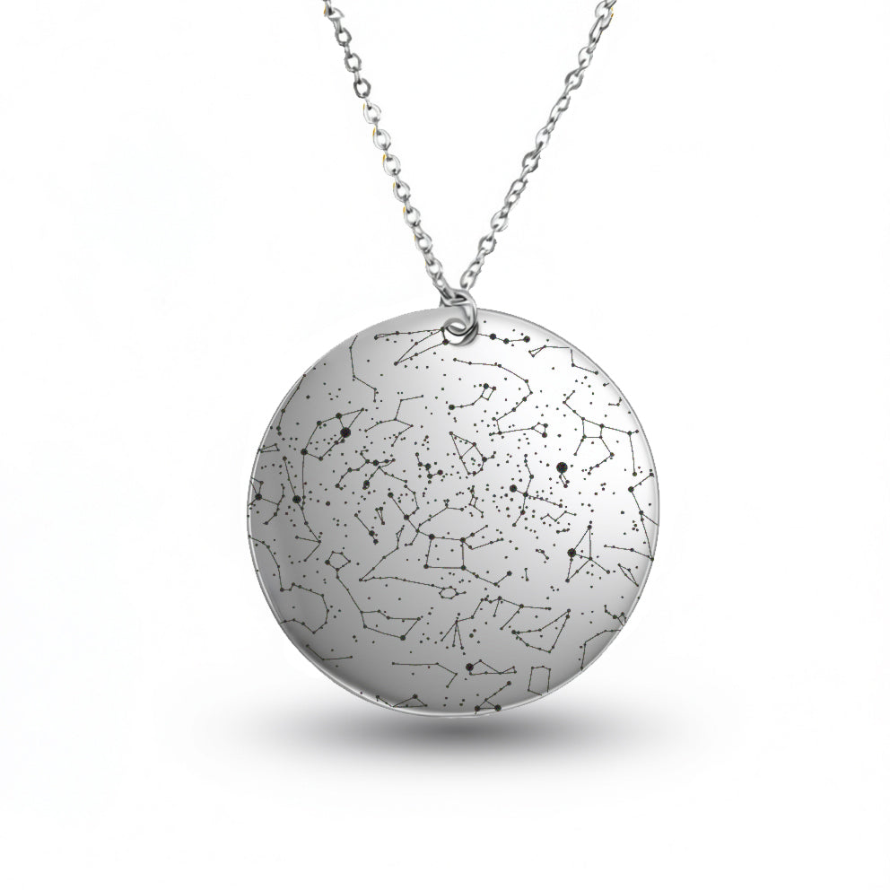 Custom Star Map Sterling Silver Necklace Large Size