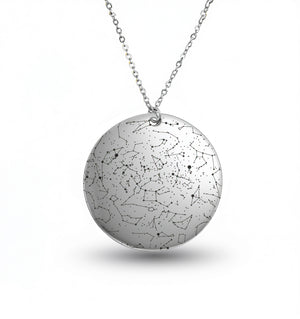 Custom Star Map Sterling Silver Necklace Large Size