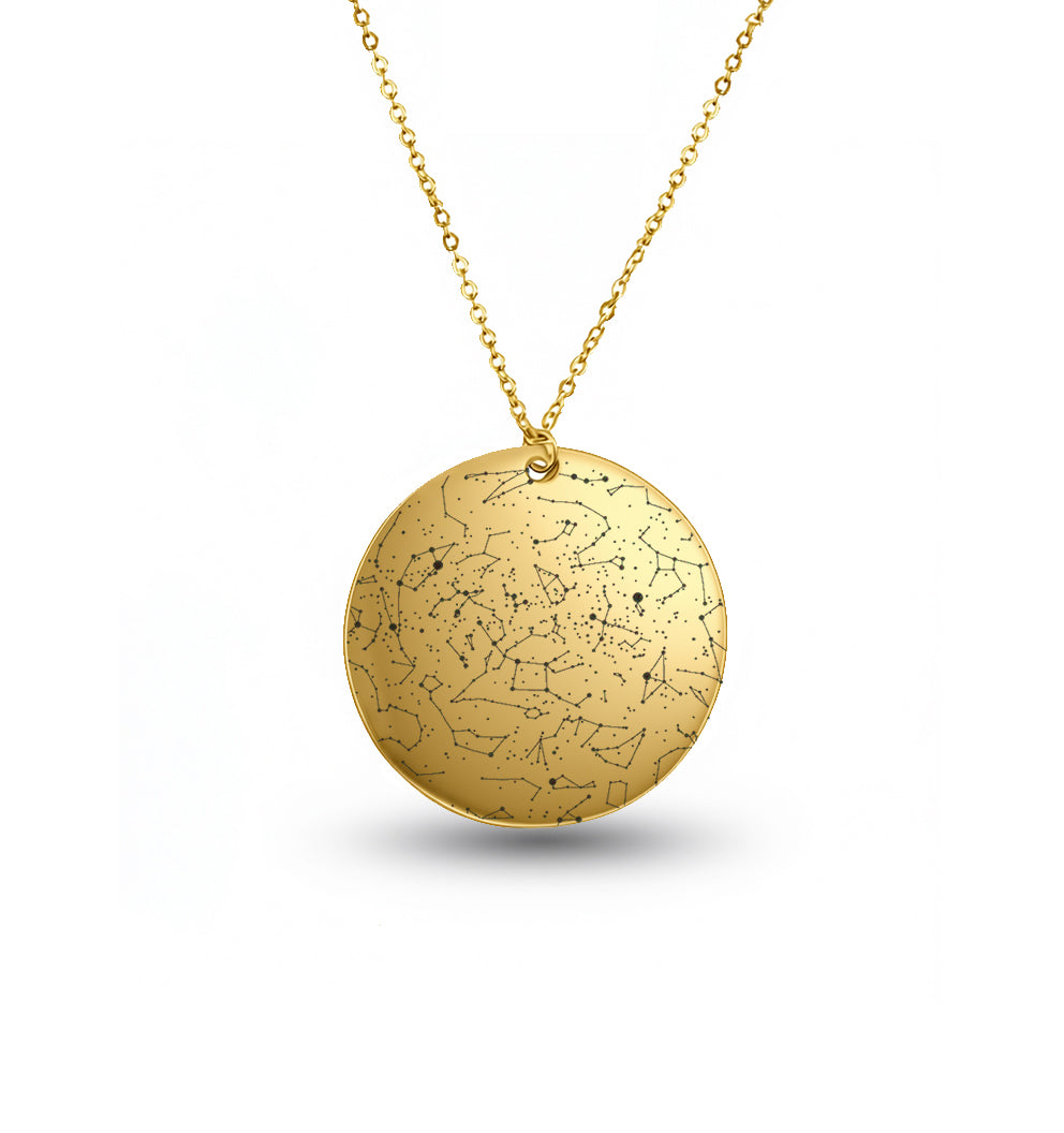 Custom Star Map Gold Filled Necklace Medium Size
