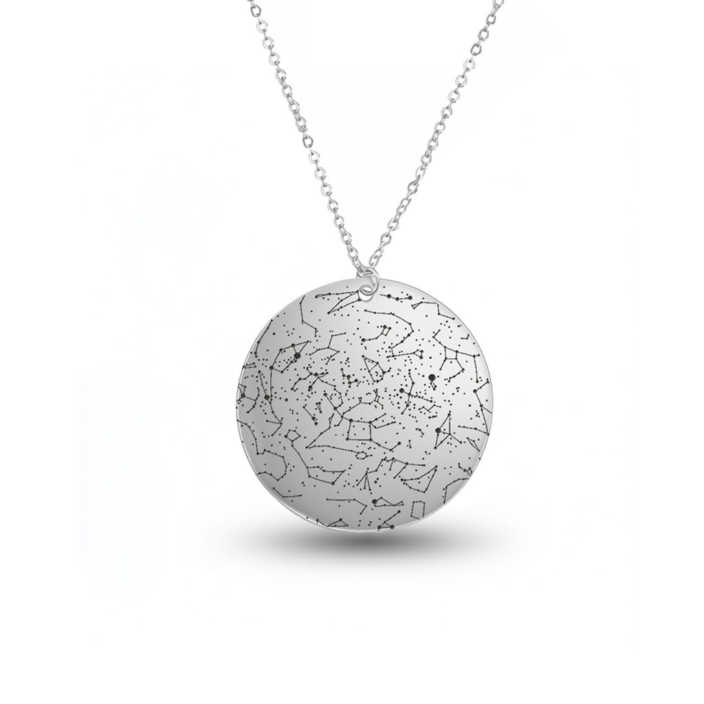 Custom Star Map Sterling Silver Necklace Medium Size