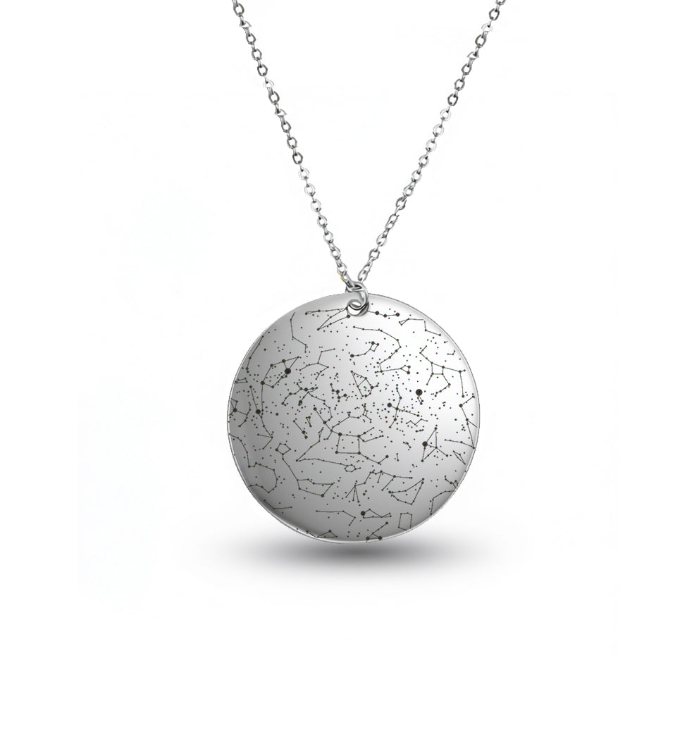 Custom Star Map Sterling Silver Necklace Medium Size