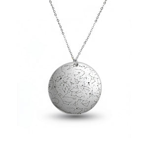 Custom Star Map Sterling Silver Necklace Medium Size