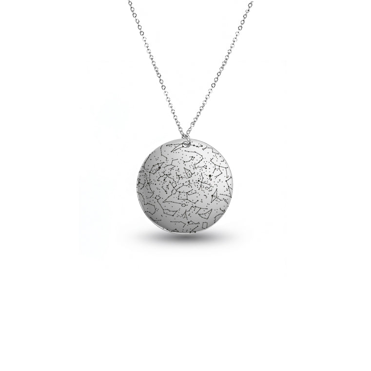 Custom Star Map Sterling Silver Necklace Small Size