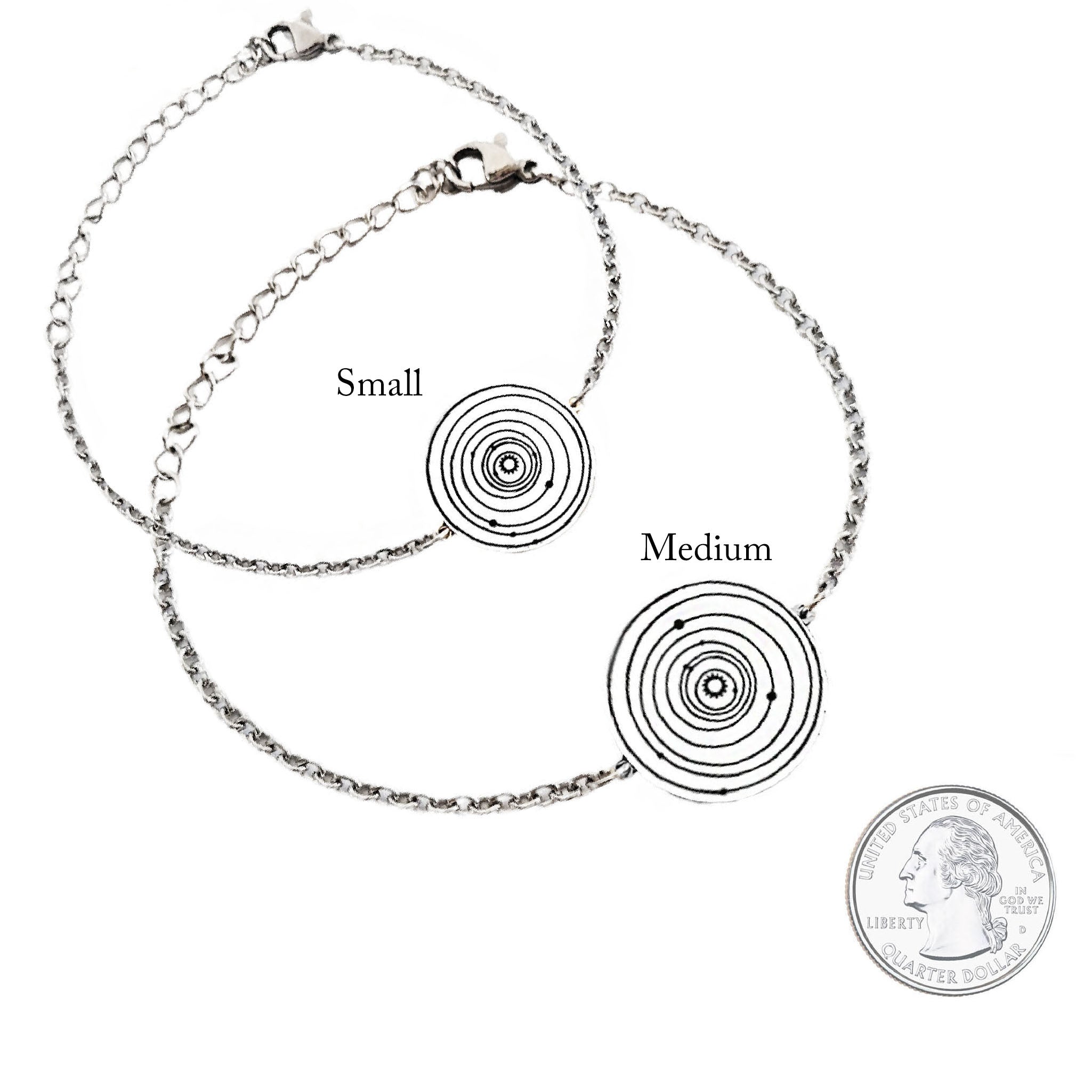 Custom Solar System Bracelet in Sterling Silver Medium Size