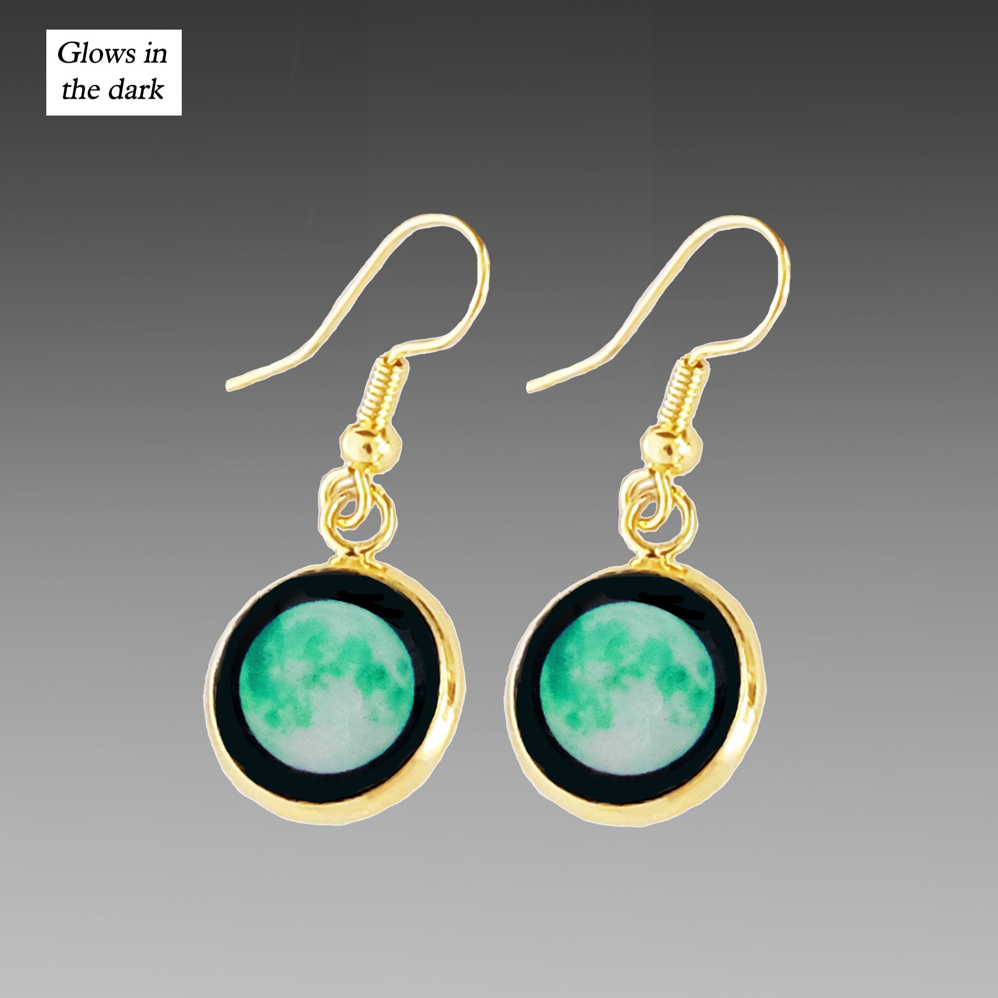Glowing Moon Phase Earrings in Gold Plating