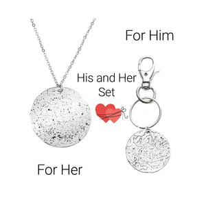 Custom Star Map Necklace and Keychain His & Her Set