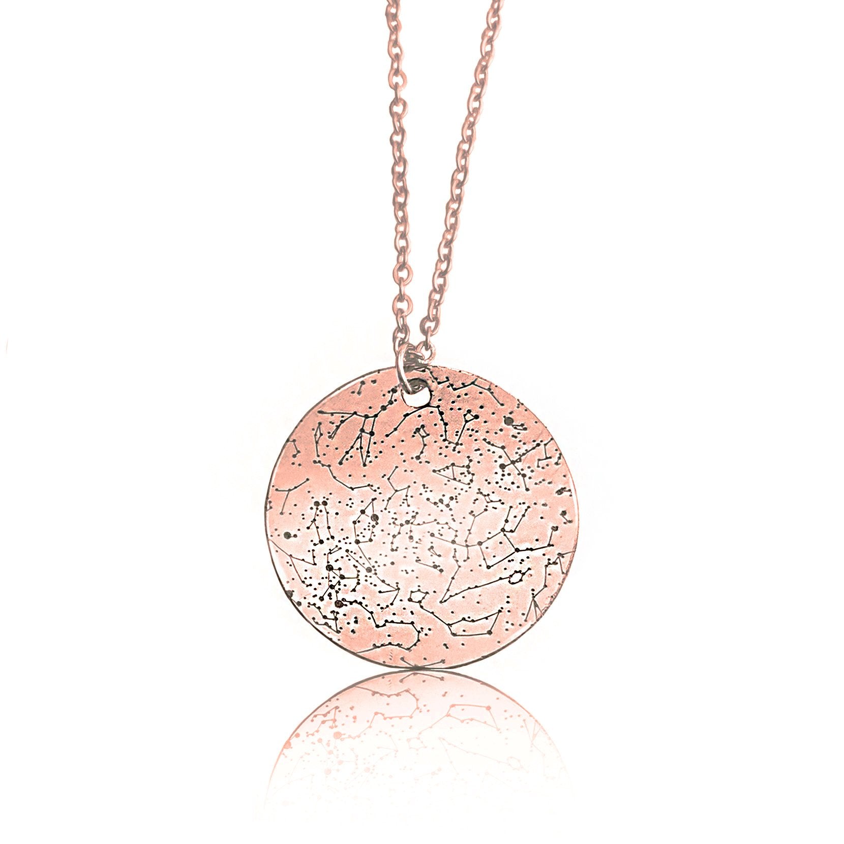 Premium Solid 14k Rose Gold Custom Star Map Necklace Medium Size