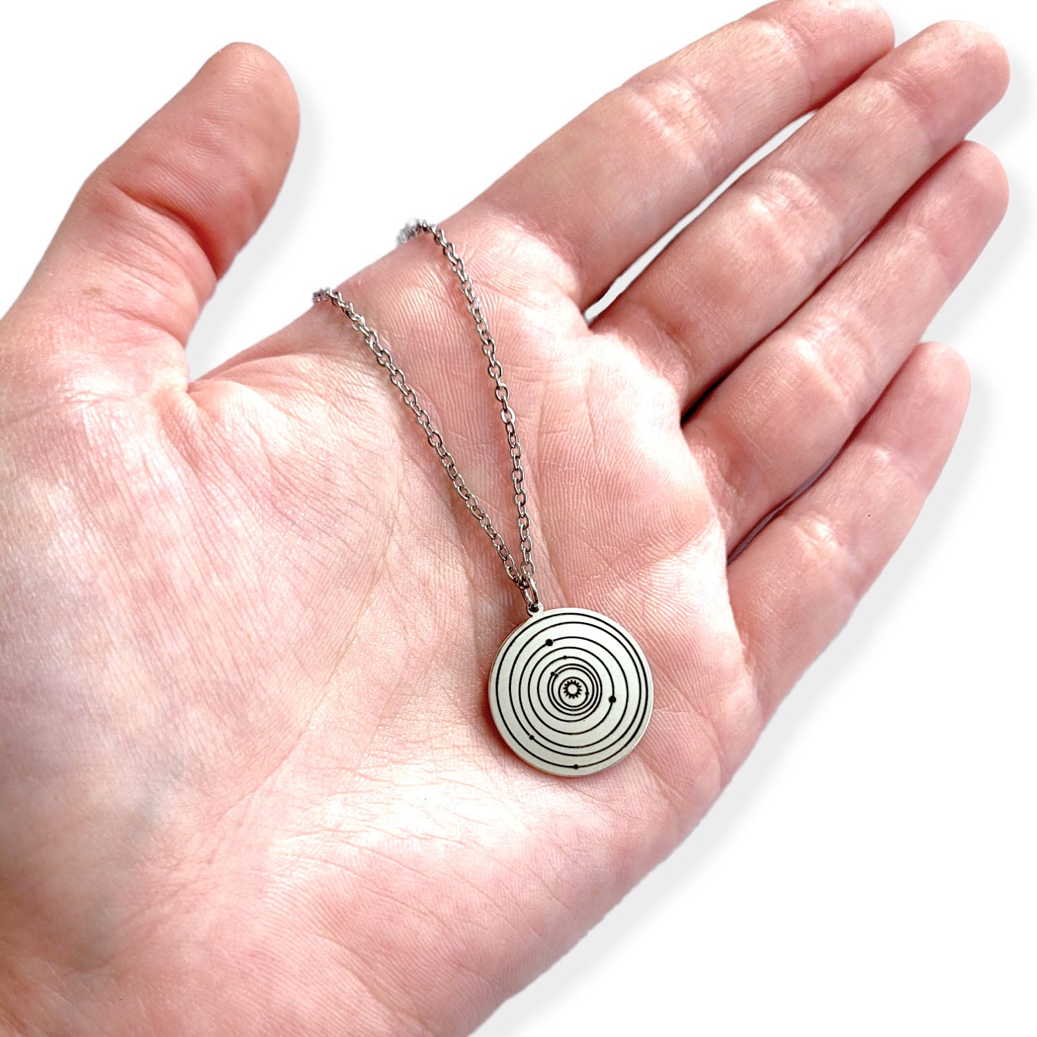 Custom Solar System Necklace in Sterling Silver Small Size