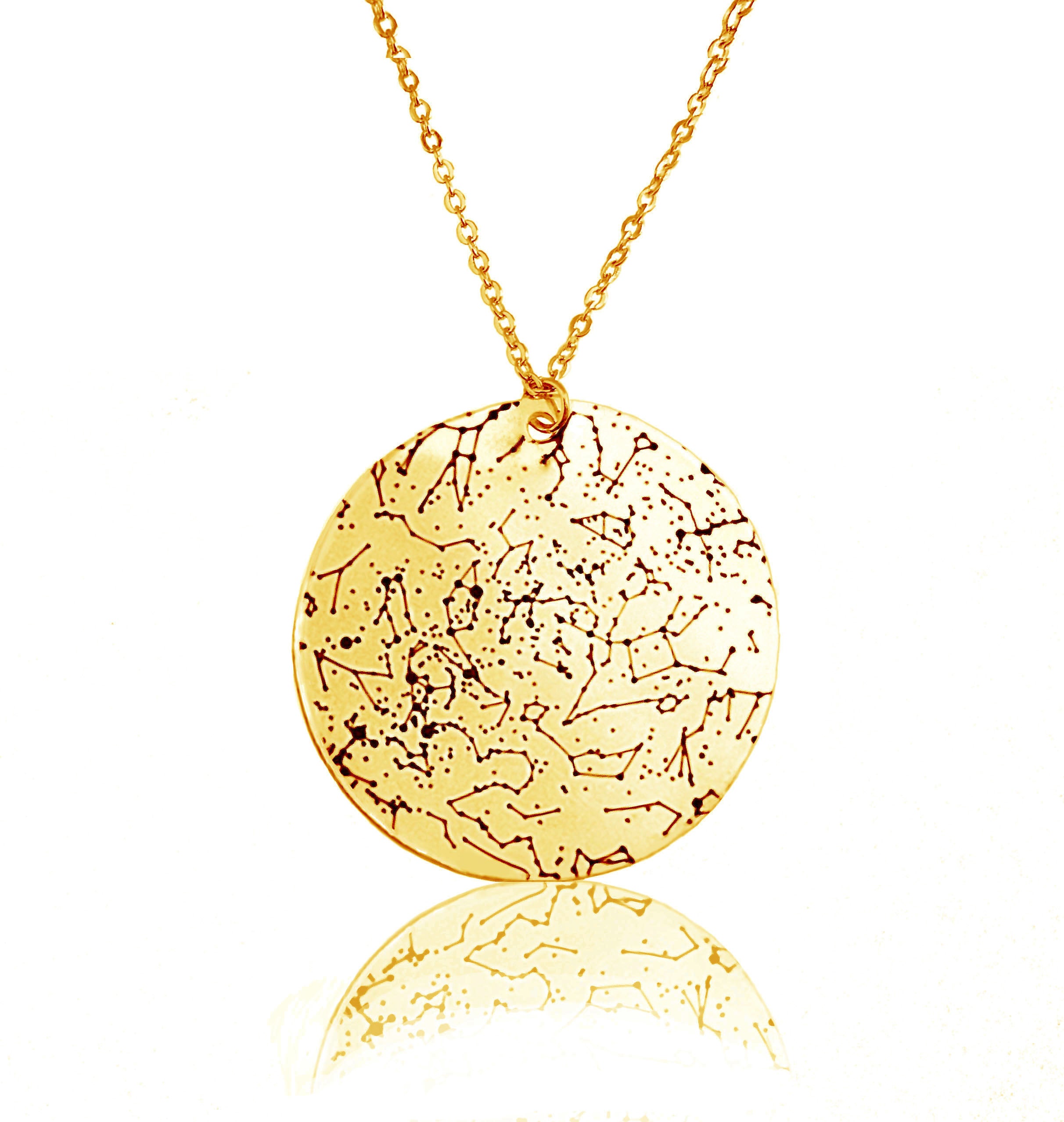 Custom Star Map Gold Filled Necklace Large Size