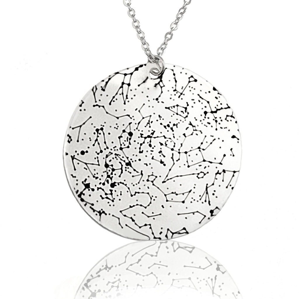 Custom Star Map Sterling Silver Necklace Large Size