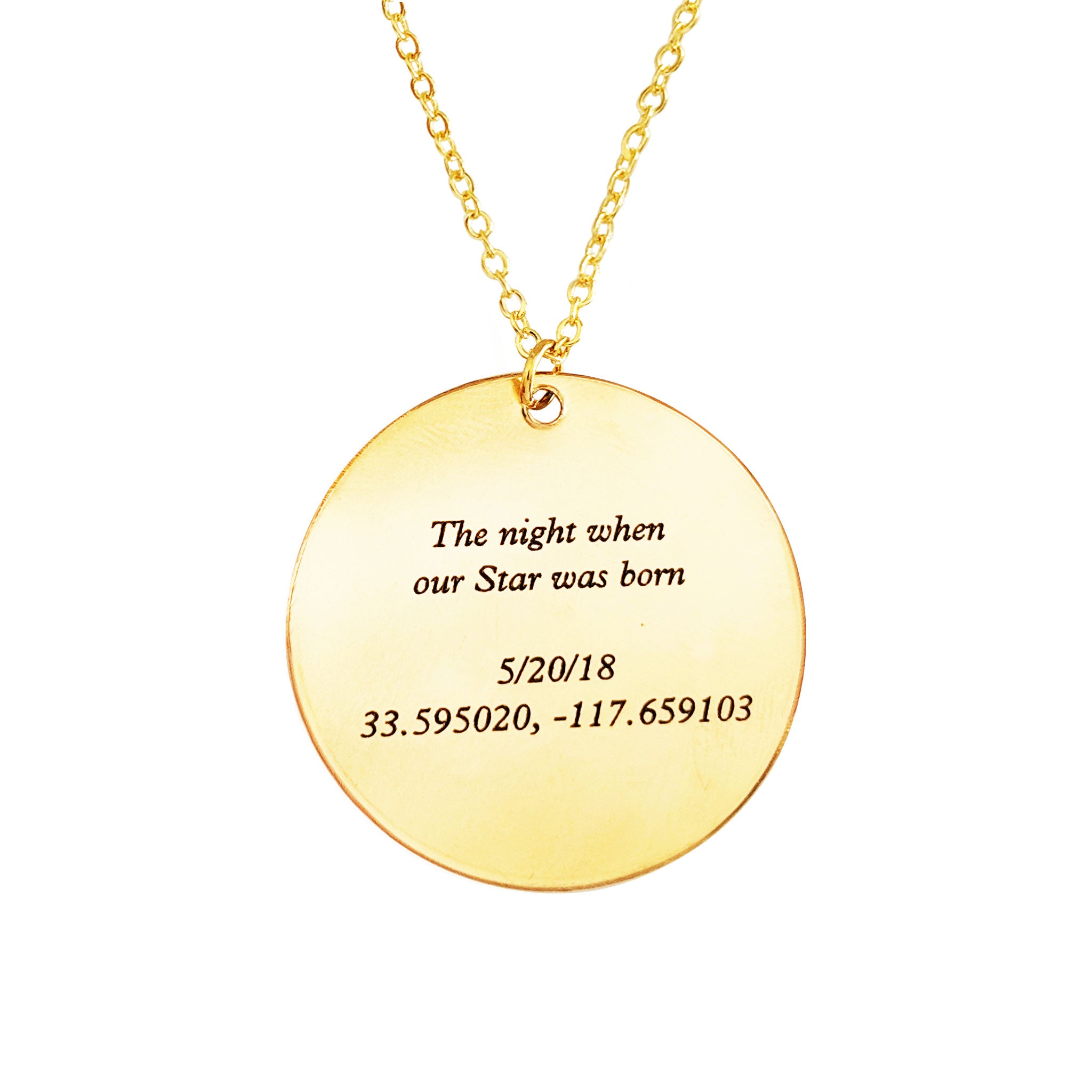 Custom Star Map Gold Filled Necklace Large Size