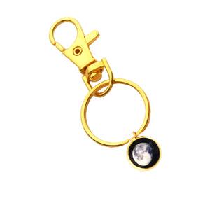 Glowing Moon Phase Keychain in Gold Plating