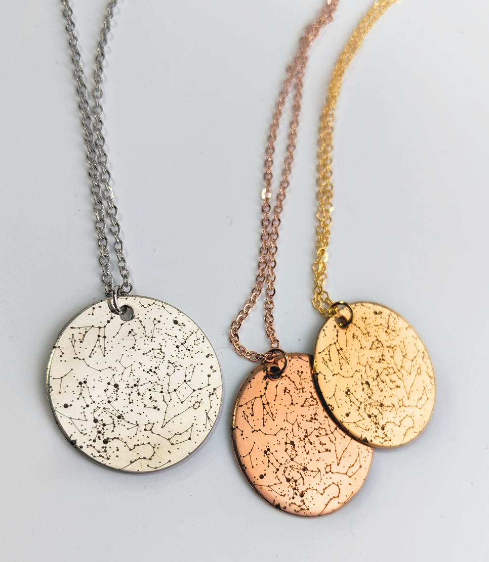 Premium Solid 14k GOLD Custom Star Map Necklace Medium Size