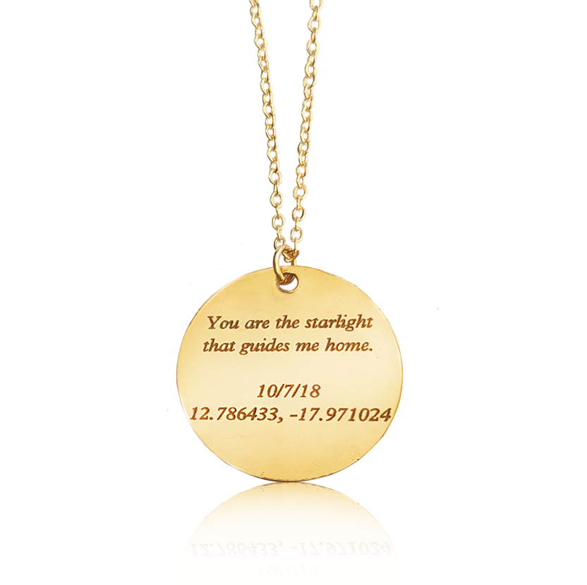 Premium Solid 14k GOLD Custom Star Map Necklace Medium Size
