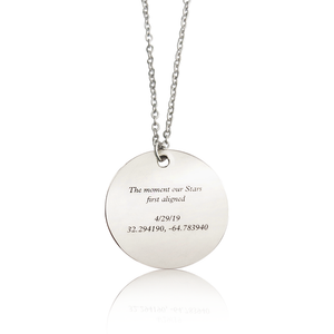 Premium Solid 14k White Gold Custom Star Map Necklace Medium Size